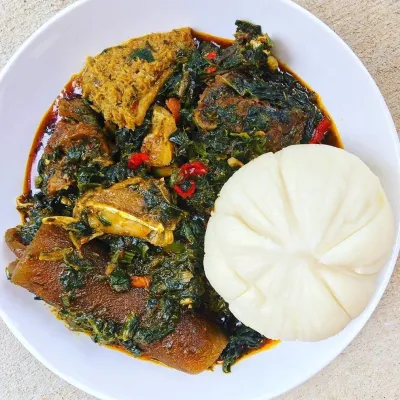 Poundo with Vegetable Soup